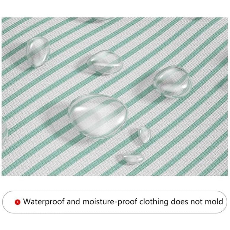 Cutie de Depozitare Pliabila pentru Haine si Paturi, Organizator Textil cu Fermoar Rezistent si Manere Ranforsate, Model in Dungi, 150 Litri, 56x45x56 cm, Verde