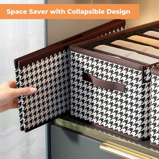 Organizator Dulap Pentru Haine Si Lenjerie, Cutie Depozitare Sosete Si Sutiene, 7 Compartimente, Material Textil, 44x30x20 cm, Alb-Negru