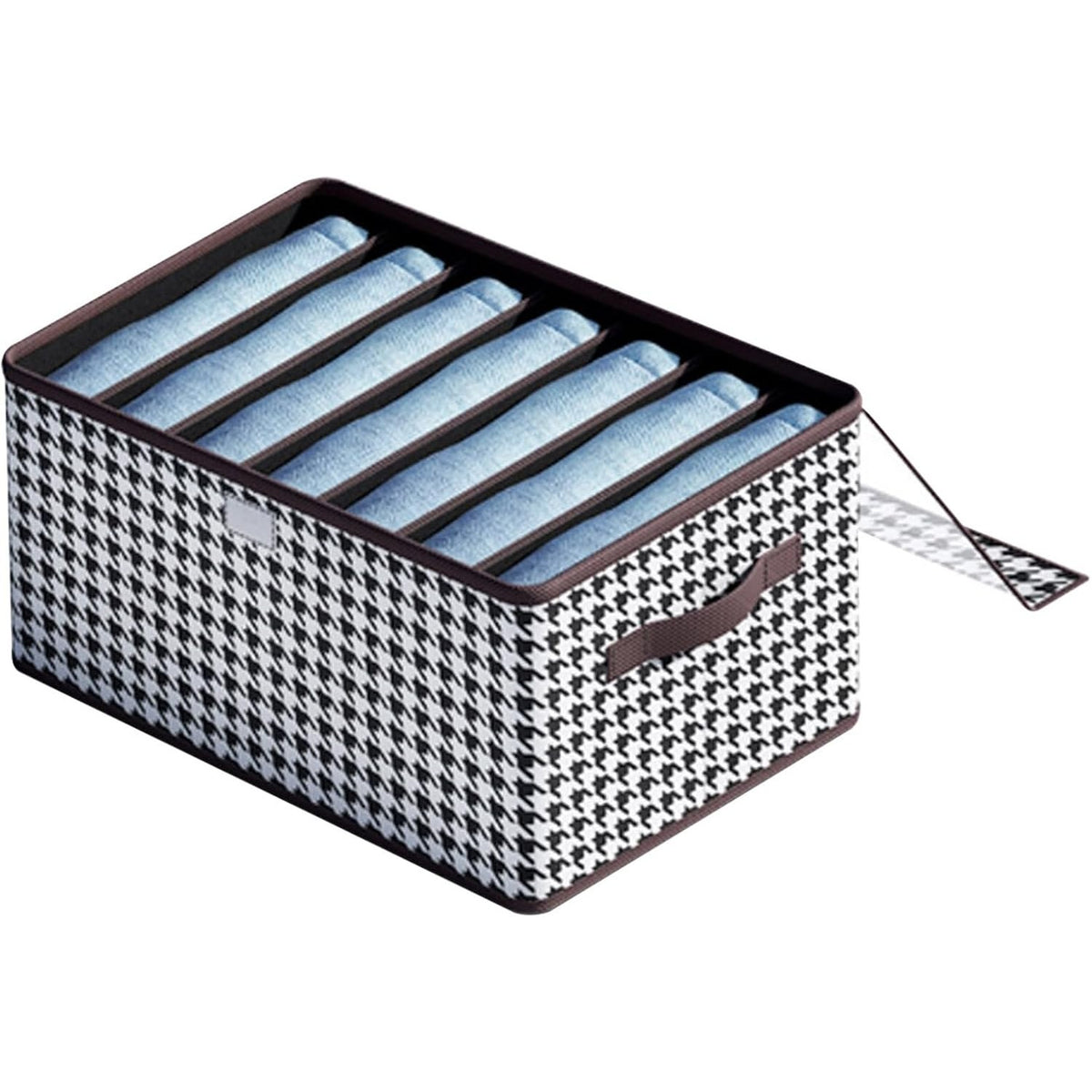 Organizator Dulap Pentru Haine Si Lenjerie, Cutie Depozitare Sosete Si Sutiene, 7 Compartimente, Material Textil, 44x30x20 cm, Alb-Negru