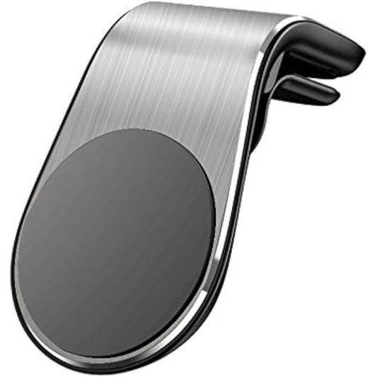 Suport Auto Magnetic pentru Telefon, Prindere Grila Ventilatie cu 5 Magneti Neodim, Aluminiu si ABS, Universal, 3.8 x 3.7 x 6.2 cm, Argintiu