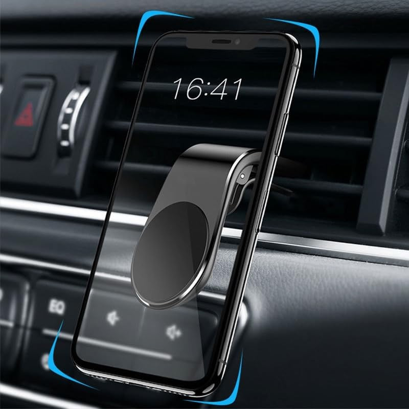 Suport Auto Magnetic pentru Telefon, Prindere Grila Ventilatie, 5 Magneti Neodim, ABS si Aluminiu, 3.8 x 3.7 x 6.2 cm, Albastru