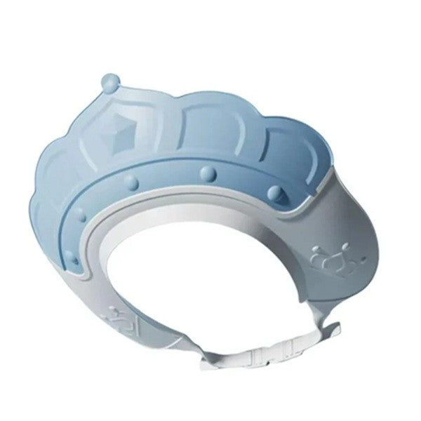 Fippy Casca de Dus pentru Copii si Bebelusi, Protectie Ochi si Urechi Impotriva Samponului, Ajustabila 0-12 Ani, Material TPE si PP, Model Coroana, 20 x 23 cm, Albastru