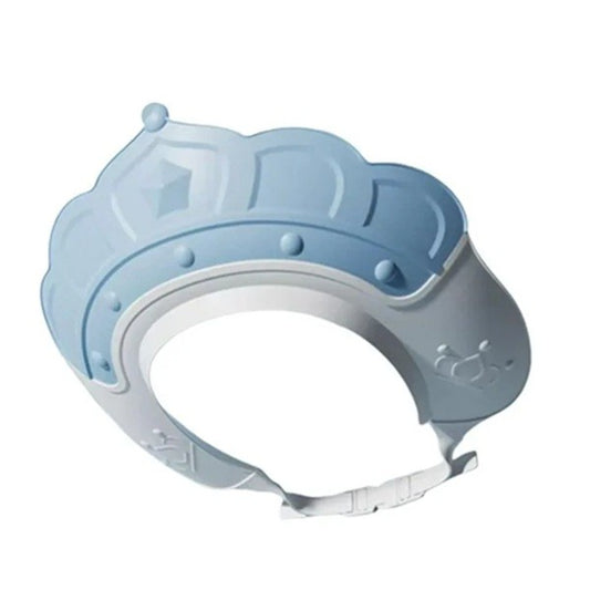 Fippy Casca de Dus pentru Copii si Bebelusi, Protectie Ochi si Urechi Impotriva Samponului, Ajustabila 0-12 Ani, Material TPE si PP, Model Coroana, 20 x 23 cm, Albastru