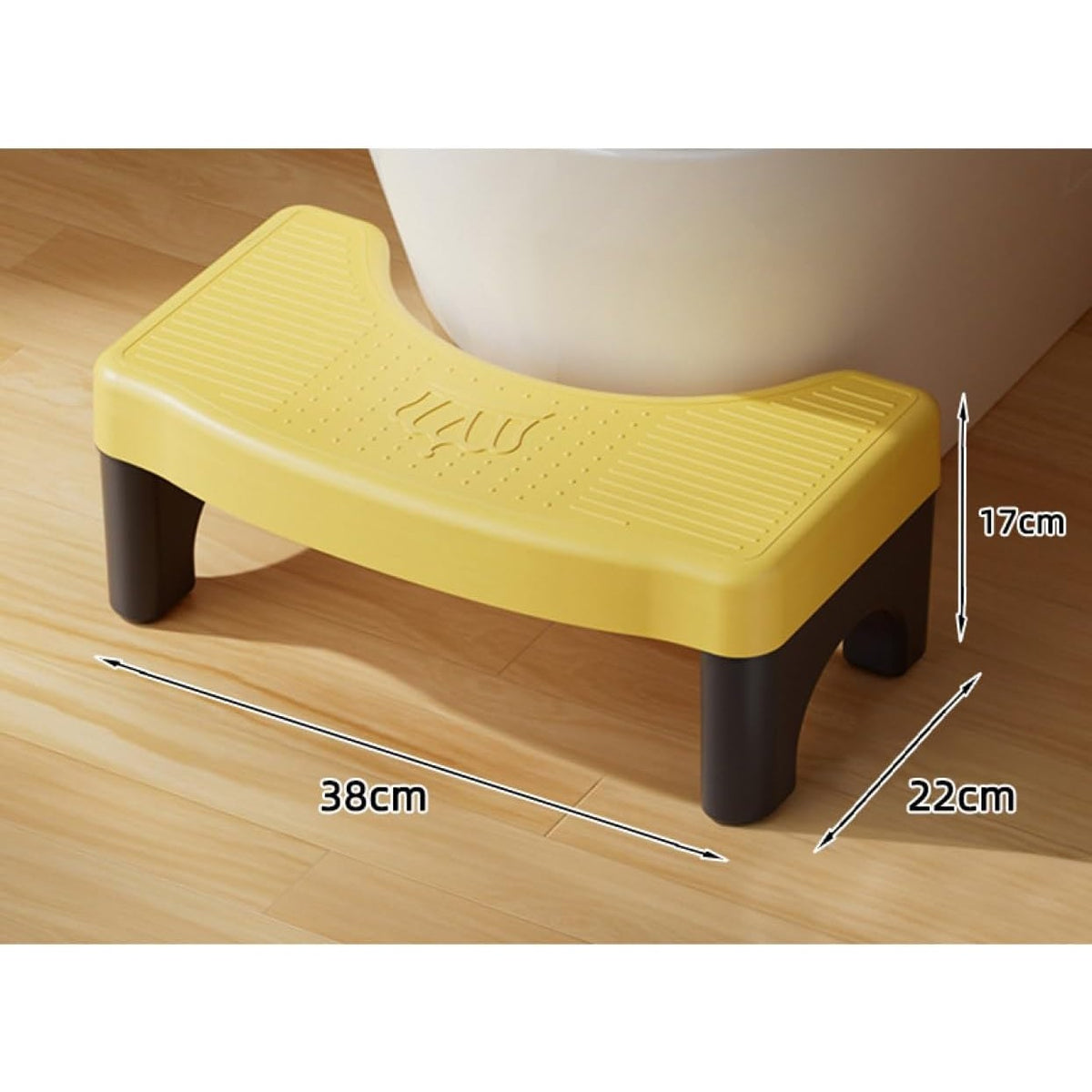 Scaunel WC pentru Pozitie Ghemuit, Taburet Inaltator pentru Constipatie si Hemoroizi, Suport Picioare Ergonomic, Plastic PP, 38x22x17 cm, Galben