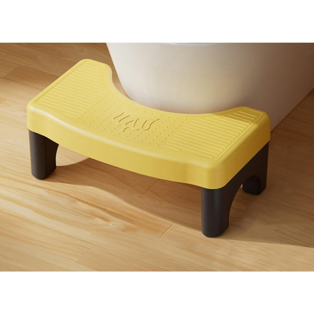 Scaunel WC pentru Pozitie Ghemuit, Taburet Inaltator pentru Constipatie si Hemoroizi, Suport Picioare Ergonomic, Plastic PP, 38x22x17 cm, Galben