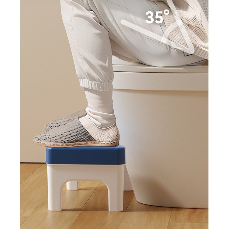 Scaunel WC pentru Pozitie Corecta si Tratament Hemoroizi, Suport Picioare Antiderapant, Taburet Inaltator pentru Adulti si Copii, Plastic PP, 38x22x17 cm, Albastru