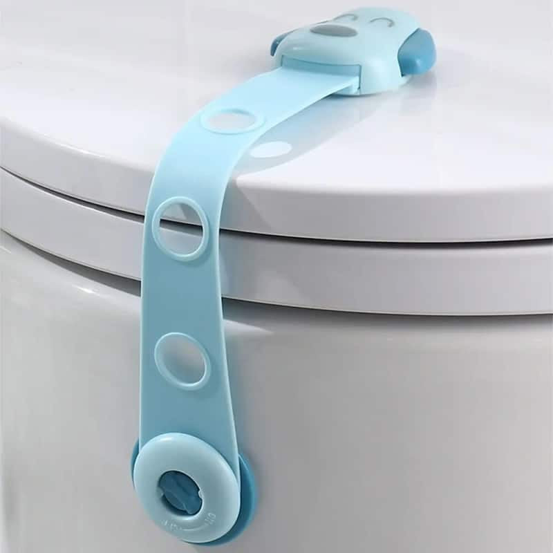 Siguranta pentru Usi si Sertare Copii, Sistem Blocare Frigider si Dulap cu Inchidere Dubla, Autoadeziva si Reglabila, Material ABS, Model Catelus, Albastru