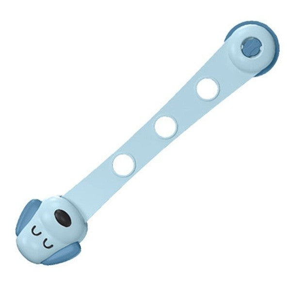 Siguranta pentru Usi si Sertare Copii, Sistem Blocare Frigider si Dulap cu Inchidere Dubla, Autoadeziva si Reglabila, Material ABS, Model Catelus, Albastru