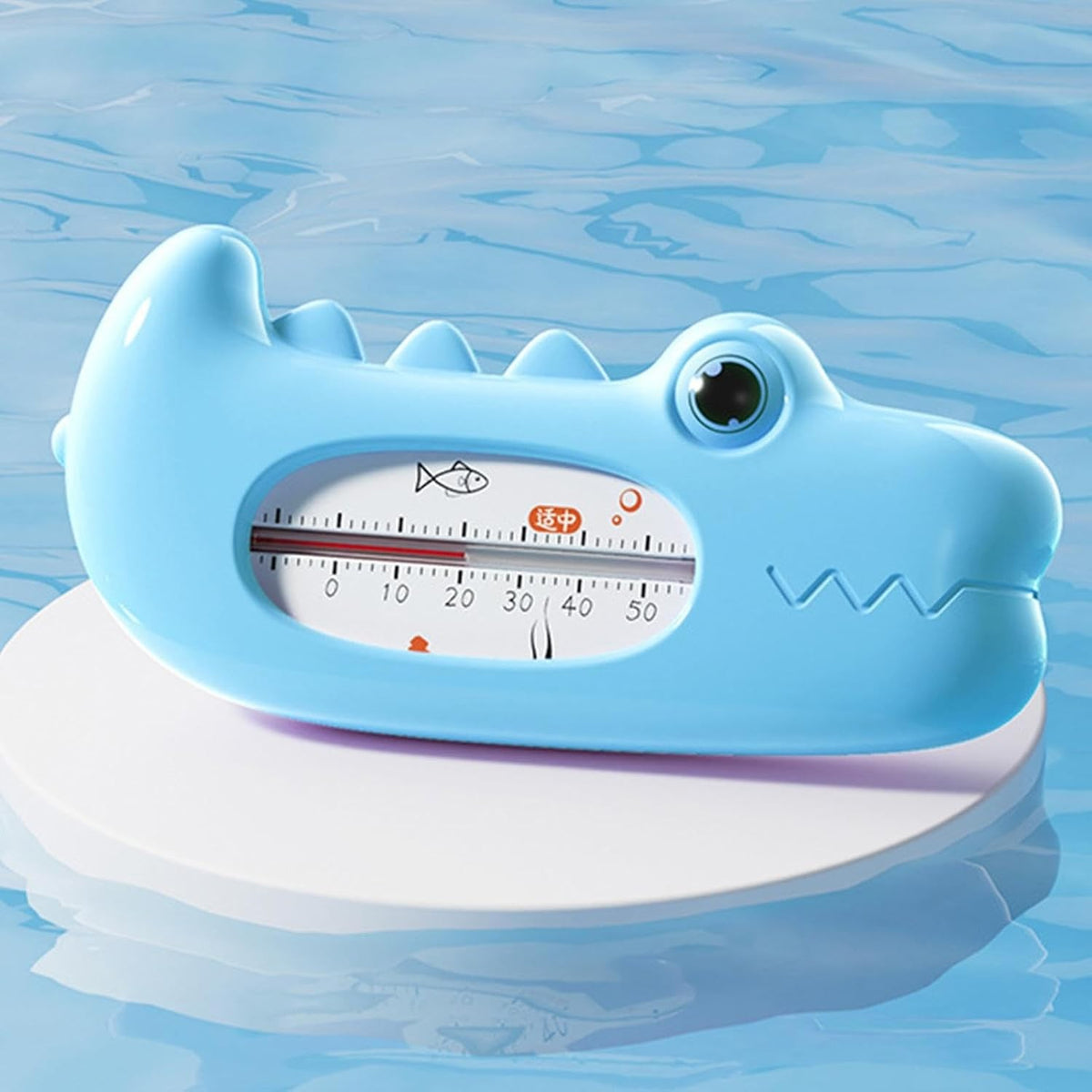 Termometru pentru Baie si Camera, Plutitor si Multifunctional, Fara Mercur cu Kerosen, Rezistent la Apa, Model Crocodil, Material ABS, 12.5x6.5x3.7 cm, Albastru