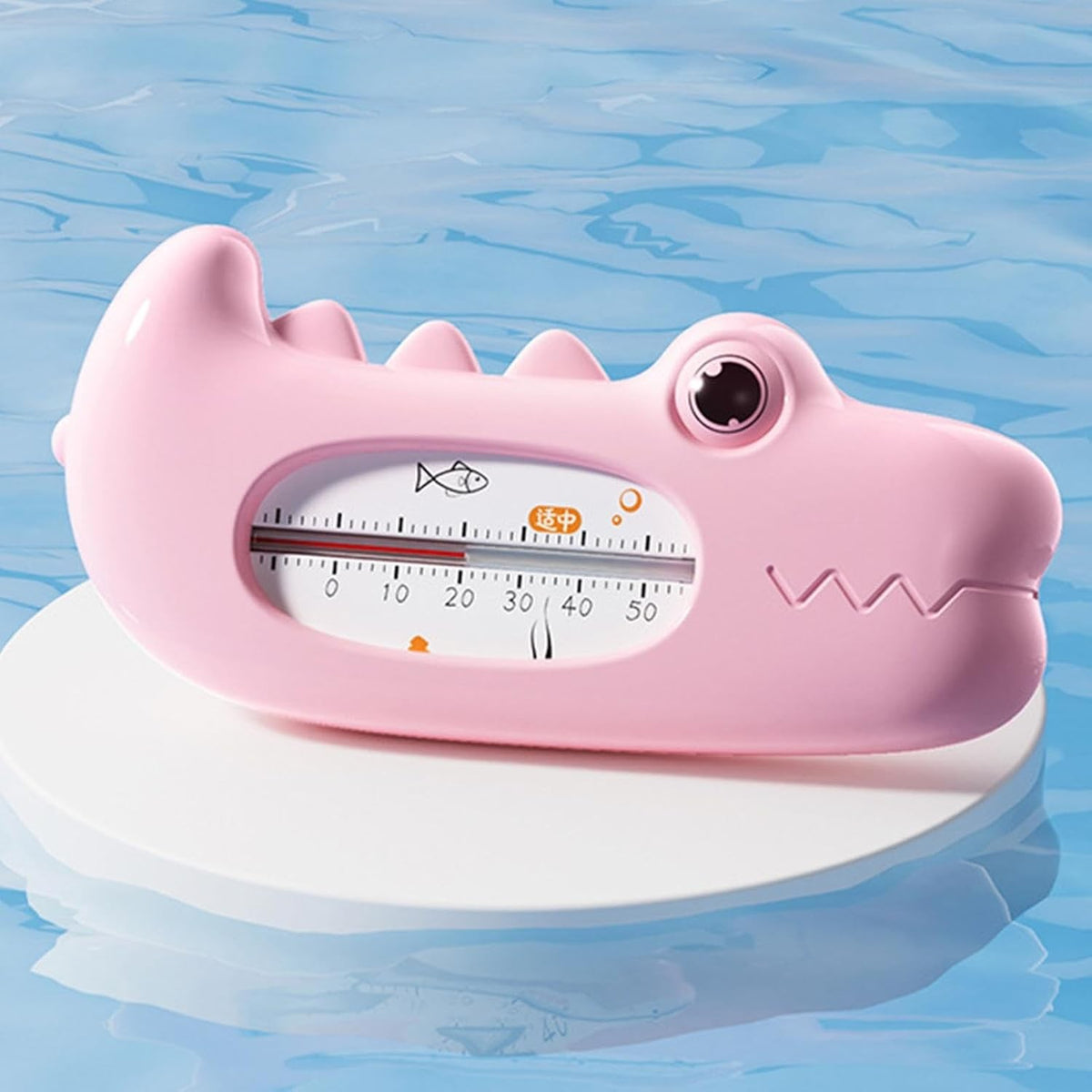 Termometru pentru Baie si Camera, Plutitor si Rezistent la Apa, Model Crocodil Fara Mercur, ABS, 12.5 x 6.5 x 3.7 cm, Roz