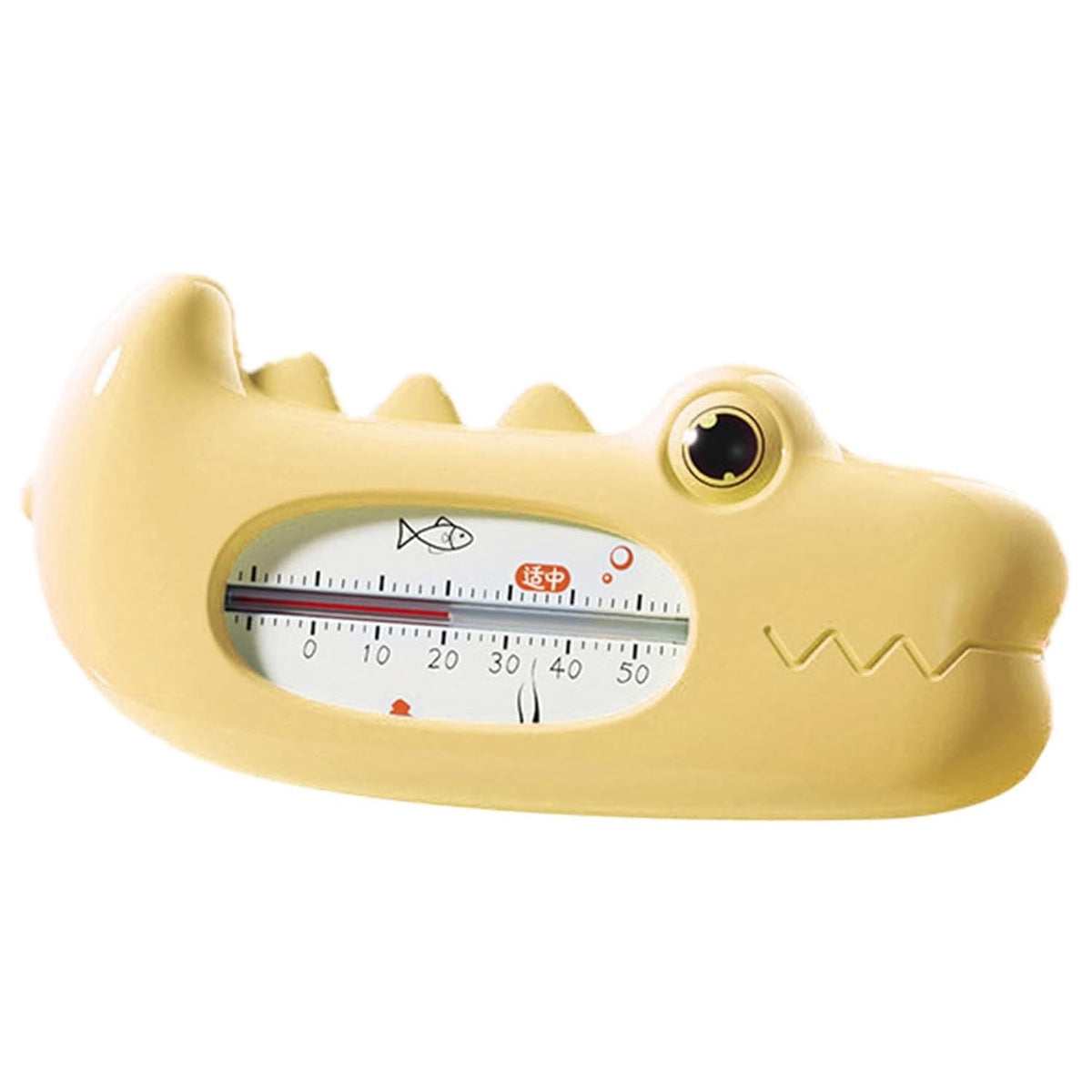 Termometru pentru Baie si Camera, Plutitor si Multifunctional fara Mercur, Material ABS, Model Crocodil, 12.5 x 6.5 x 3.7 cm, Galben