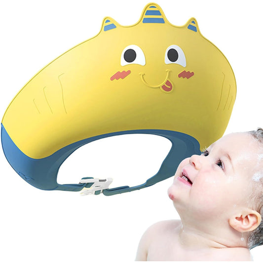 Fippy Casca de Dus pentru Copii, Protectie impotriva Samponului si Apei cu Protectii Urechi, Ajustabila 0-12 Ani, TPE si PP, Model Unicorn, Galben/Albastru