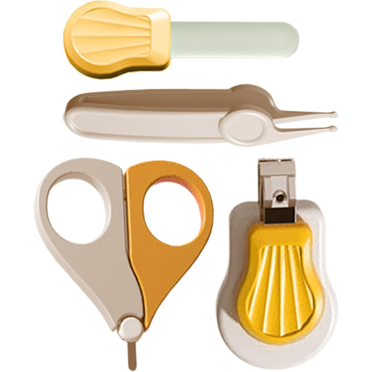 Set Îngrijire Unghii pentru Bebeluși și Nou-Născuți, Trusă Completă cu Foarfece, Unghieră, Pilă și Pensetă, Cutie Depozitare Ursuleț, Plastic și Oțel Inoxidabil, 0 Luni+, Galben