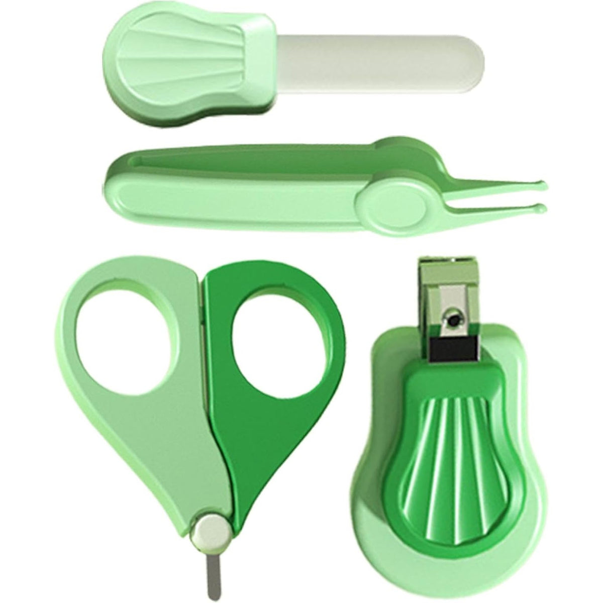 Set Îngrijire Unghii pentru Bebeluși și Nou-Născuți, Trusă Completă cu Unghieră, Foarfece, Pilă și Pensetă, Cutie Ursuleț, Plastic și Oțel Inoxidabil, 10 x 9.5 cm, Verde, 0 Luni+