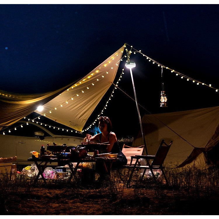 Lampa Camping LED Portabila, Ghirlanda Luminoasa Retractabila 10m, Incarcare USB, Acumulator 1800mAh, Design Compact, 10.5x4.3 cm, Alb Verde