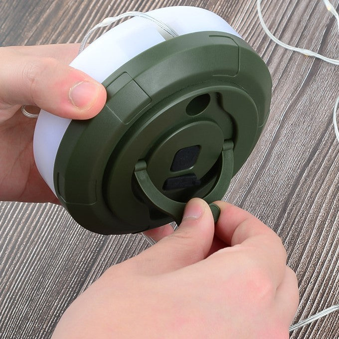 Lampa Camping LED Portabila, Ghirlanda Luminoasa Retractabila 10m, Incarcare USB, Acumulator 1800mAh, Design Compact, 10.5x4.3 cm, Alb Verde
