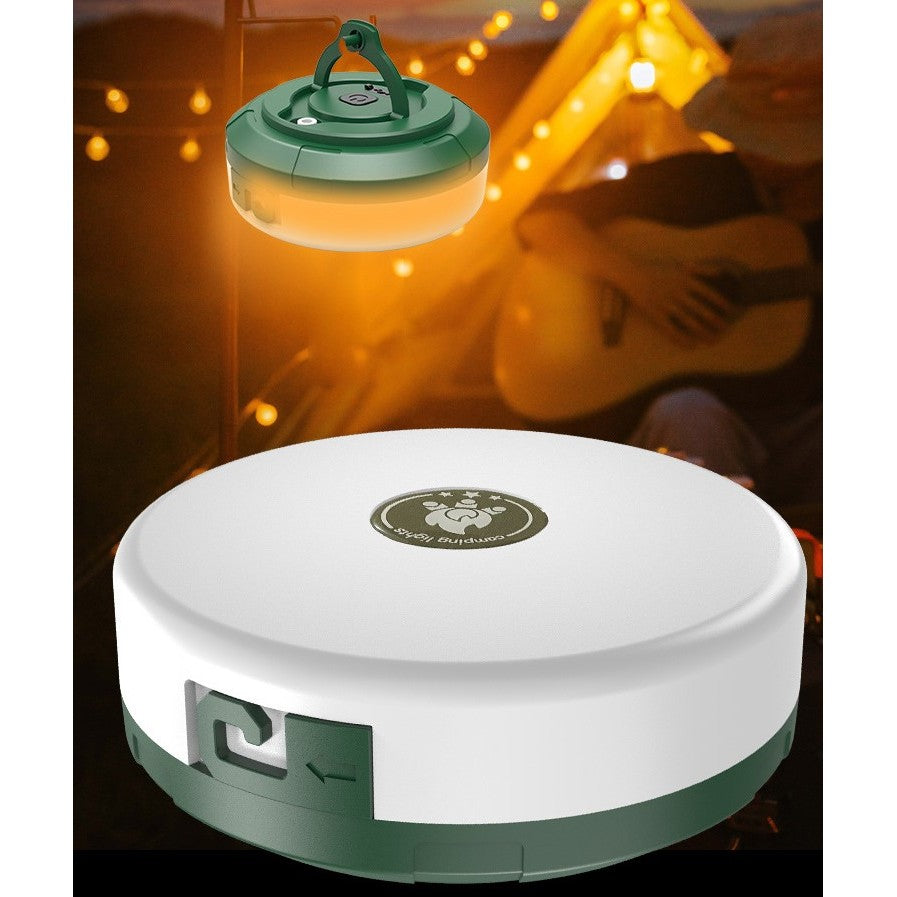 Lampa Camping LED Portabila, Ghirlanda Luminoasa Retractabila 10m, Incarcare USB, Acumulator 1800mAh, Design Compact, 10.5x4.3 cm, Alb Verde