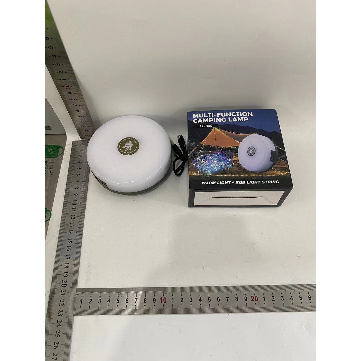 Lampa Camping LED Portabila, Ghirlanda Luminoasa Retractabila 10m, Incarcare USB, Acumulator 1800mAh, Design Compact, 10.5x4.3 cm, Alb Verde