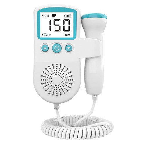 Monitor Fetal Doppler Portabil, Dispozitiv Monitorizare Sarcina si Ritm Cardiac, Ecran LCD 4.5 cm, Sonda Impermeabila 3.0 MHz, Material ABS, 12.8 x 9.6 x 3 cm, Verde