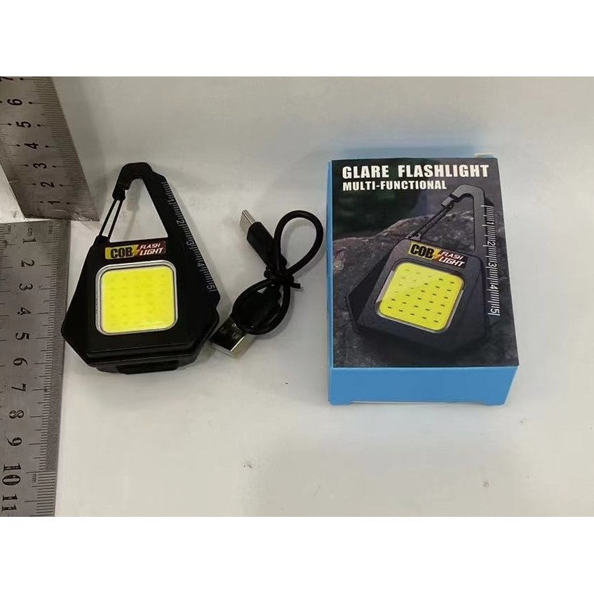 Lanterna Tip Breloc LED COB, Incarcare USB-C, Spate Magnetic si Rigla de Masurat, Rezistenta la Apa, ABS, 500 Lumeni, 5W, 500 mAh, Negru si Galben