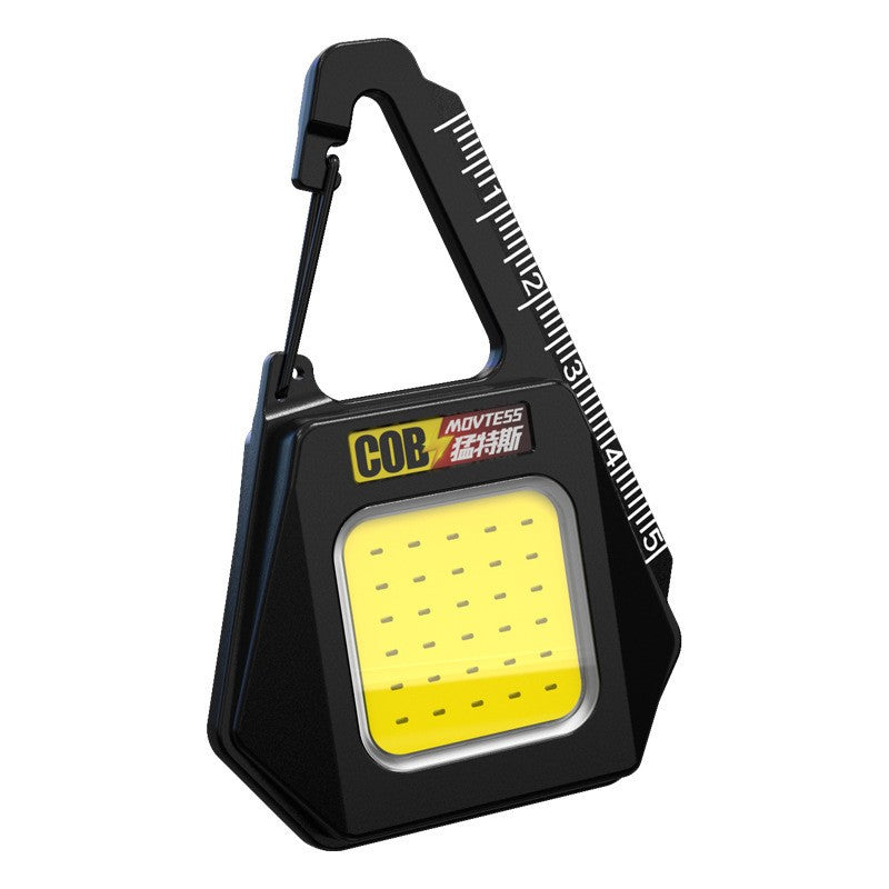 Lanterna Tip Breloc LED COB, Incarcare USB-C, Spate Magnetic si Rigla de Masurat, Rezistenta la Apa, ABS, 500 Lumeni, 5W, 500 mAh, Negru si Galben