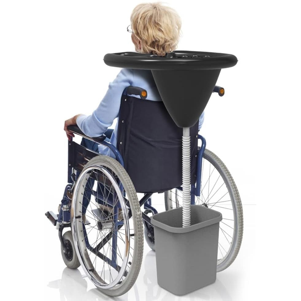 Bazin Gonflabil pentru Spalat pe Cap, Set Complet cu Pompa si Guler Ajustabil, Design Ergonomic pentru Persoane cu Mobilitate Redusa, Material PVC, 81 x 60 x 38 cm, Negru