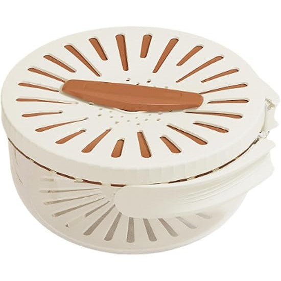 Strecuratoare 2 In 1 Pentru Fructe Si Legume, Cos De Scurgere Cu Cutie Depozitare Si Capac, Maner Pliabil, Polipropilena, 15.5 x 8.3 cm, Maro