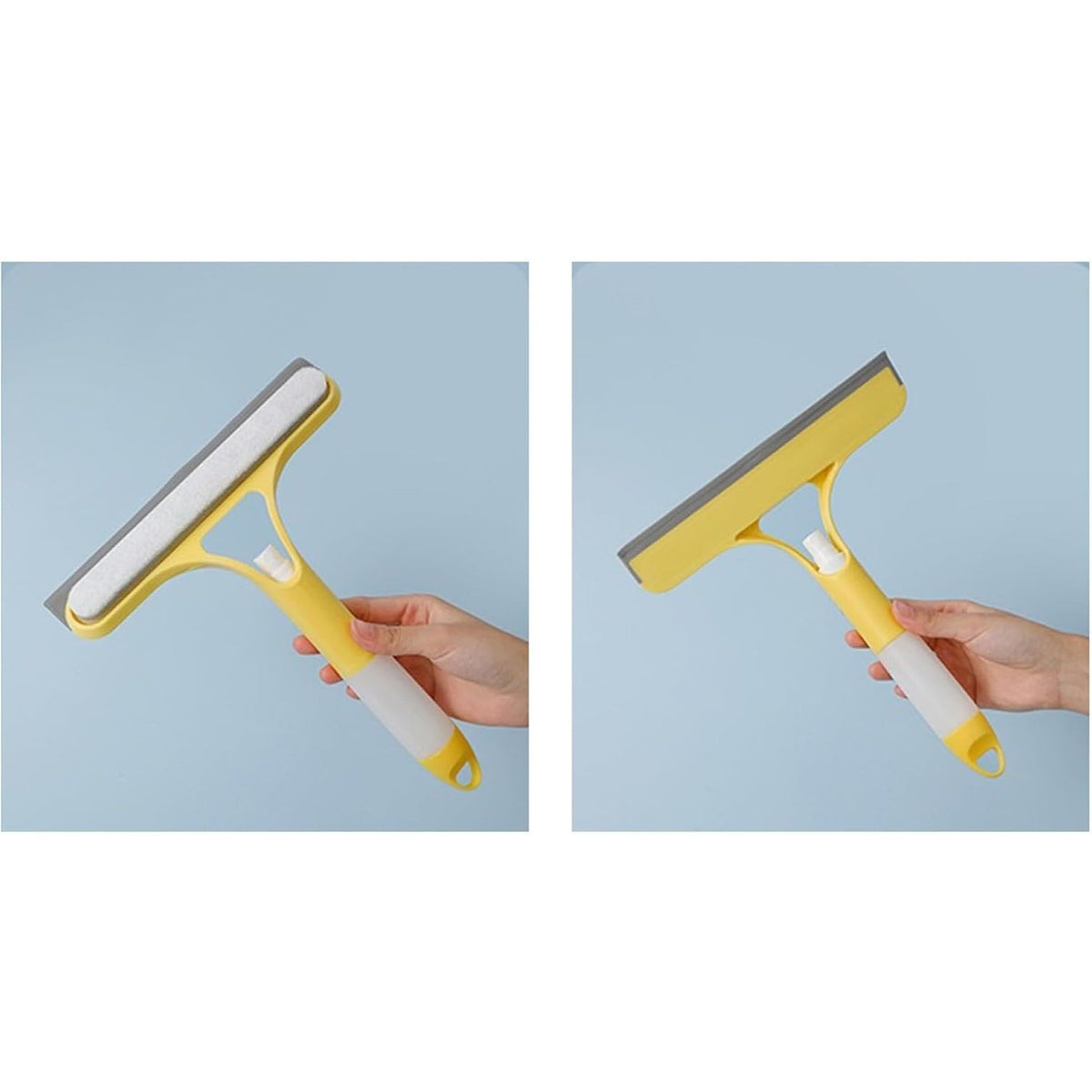 Racleta Curatare Geamuri 3 in 1, Pulverizator Spray Integrat cu Burete si Silicon, Multifunctionala pentru Casa si Auto, Plastic PP si TPR, 21.5 x 25.7 cm, Galben