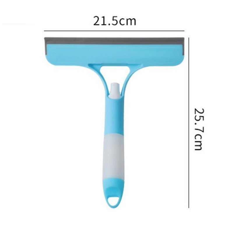 Racletă de Curățare 3 în 1 Multifuncțională, Pulverizator Integrat și Burete, Plastic PP și Silicon TPR, 21.5 x 25.7 cm, Albastru