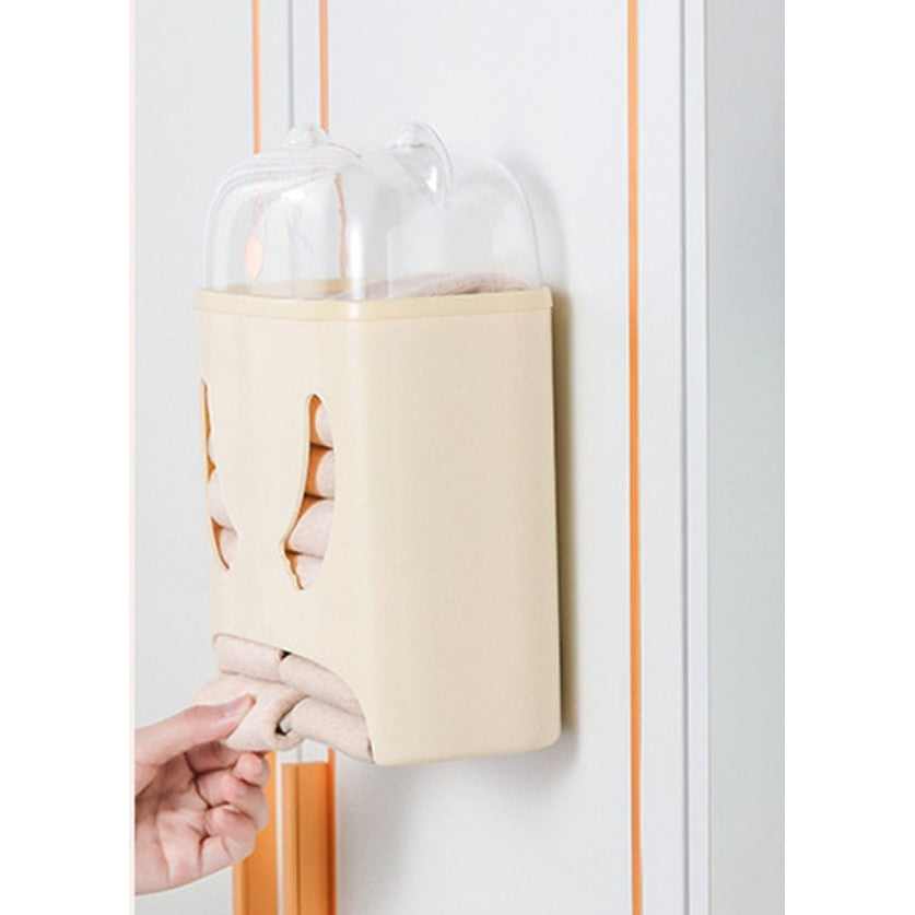Cutie de Depozitare Suspendata, Montare pe Perete cu Adeziv Fara Perforare, Organizator Model Urs, Material ABS si PP, 18 x 11 x 25 cm, Crem