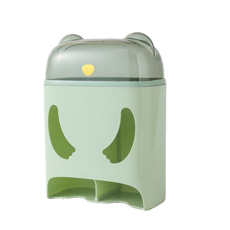 Cutie Depozitare Perete, Organizator Vertical cu Montare Autoadeziva Fara Perforare, Design Urs, Plastic ABS, 18 x 11 x 25 cm, Verde