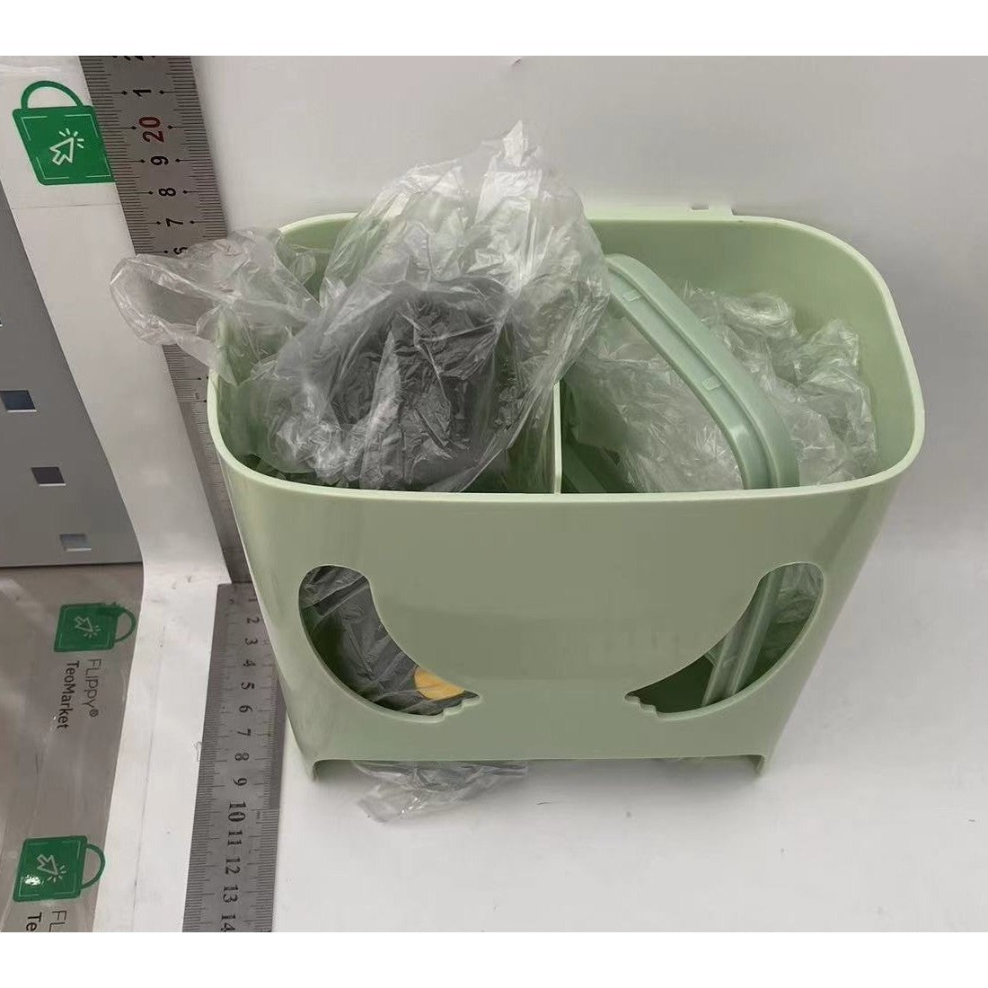 Cutie Depozitare Perete, Organizator Vertical cu Montare Autoadeziva Fara Perforare, Design Urs, Plastic ABS, 18 x 11 x 25 cm, Verde