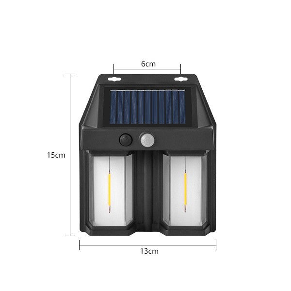 Lampa Solara LED Decorativa de Perete si Exterior, Iluminat Ambiental Suspendat, Rezistenta la Intemperii, Acumulator 800mAh, Plastic, 15x13x6 cm, Neagra