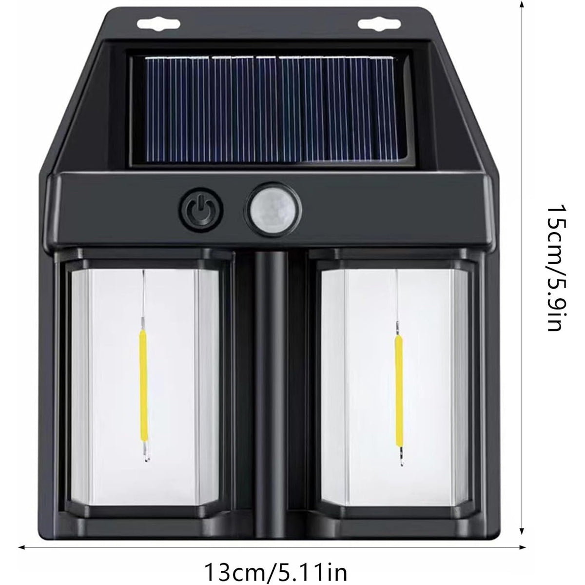 Lampa Solara LED Decorativa de Perete si Exterior, Iluminat Ambiental Suspendat, Rezistenta la Intemperii, Acumulator 800mAh, Plastic, 15x13x6 cm, Neagra