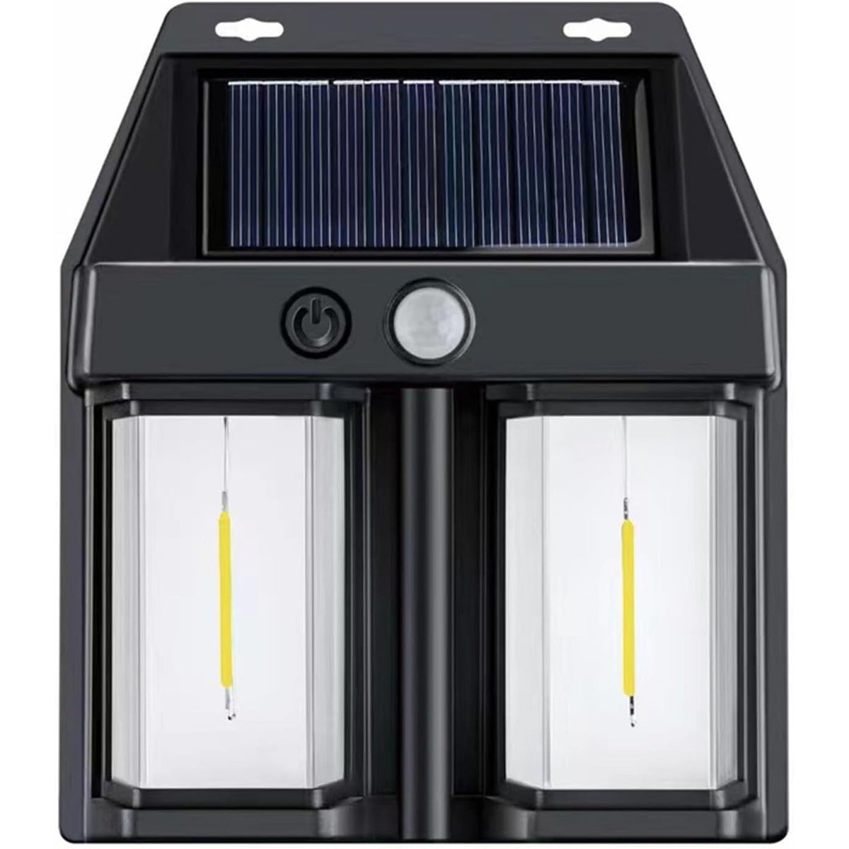 Lampa Solara LED Decorativa de Perete si Exterior, Iluminat Ambiental Suspendat, Rezistenta la Intemperii, Acumulator 800mAh, Plastic, 15x13x6 cm, Neagra