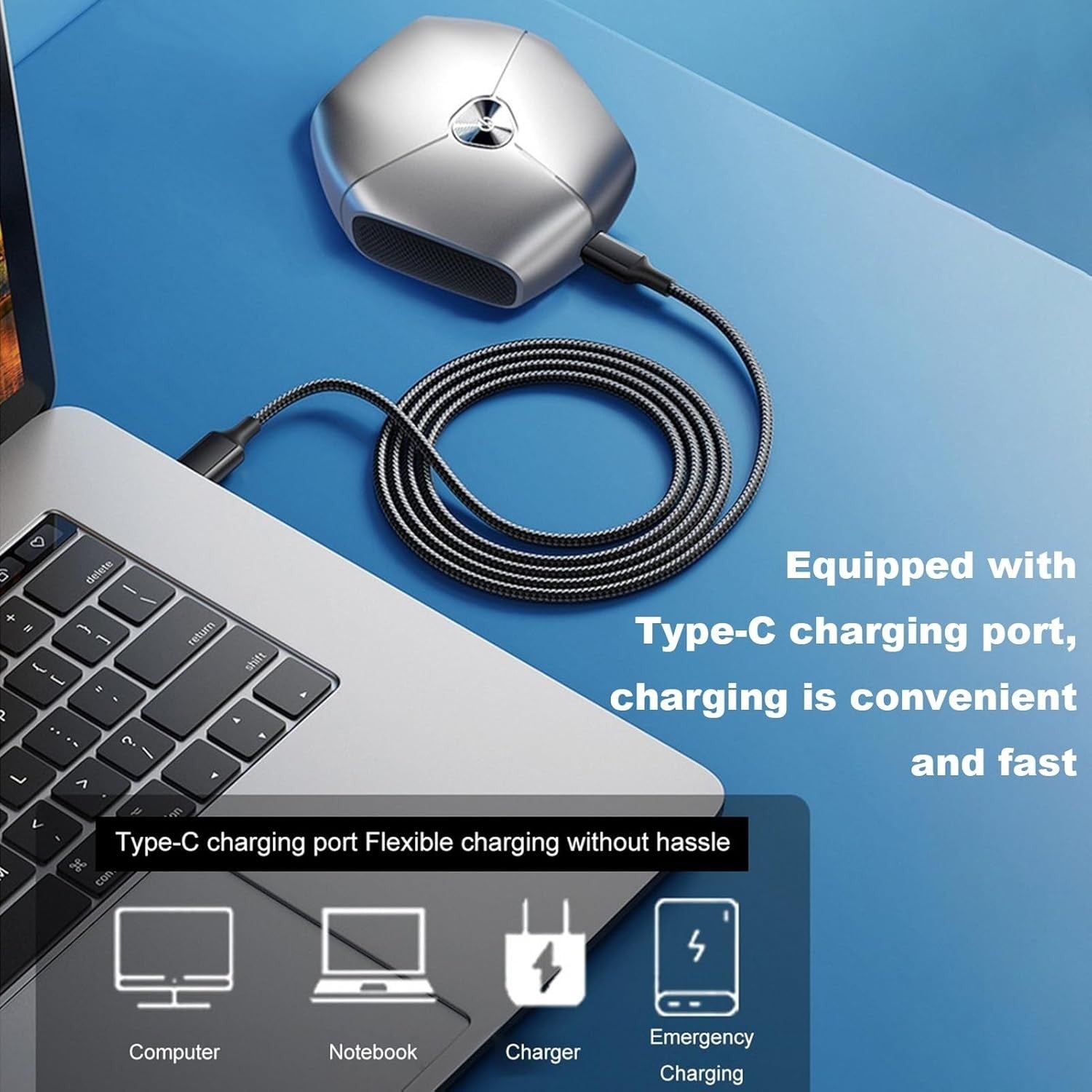 Aparat de Ras Portabil, Putere 8W, Autonomie 60 Min, Reincarcabil USB Type-C, Design Ergonomic, Include Periuta Curatare si Husa, 7.3x7.5x3.3 cm, Gri