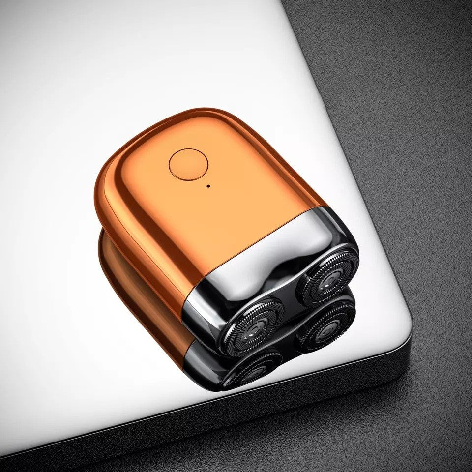 Mini Aparat de Ras Electric Portabil, Rezistent la Apa IPX7 cu 2 Lame din Otel, Incarcare USB Type-C, Autonomie 45 min, Carcasa ABS si Fibra de Carbon, Portocaliu