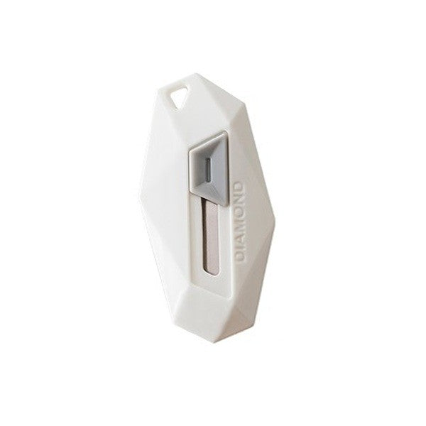 Cutter Pentru Cutii Si Pachete, Lama Zimtata Cu Varf Rotunjit Si Magnet, Tip Breloc, ABS Si Otel Inoxidabil, 6.5x3.5 cm, Alb