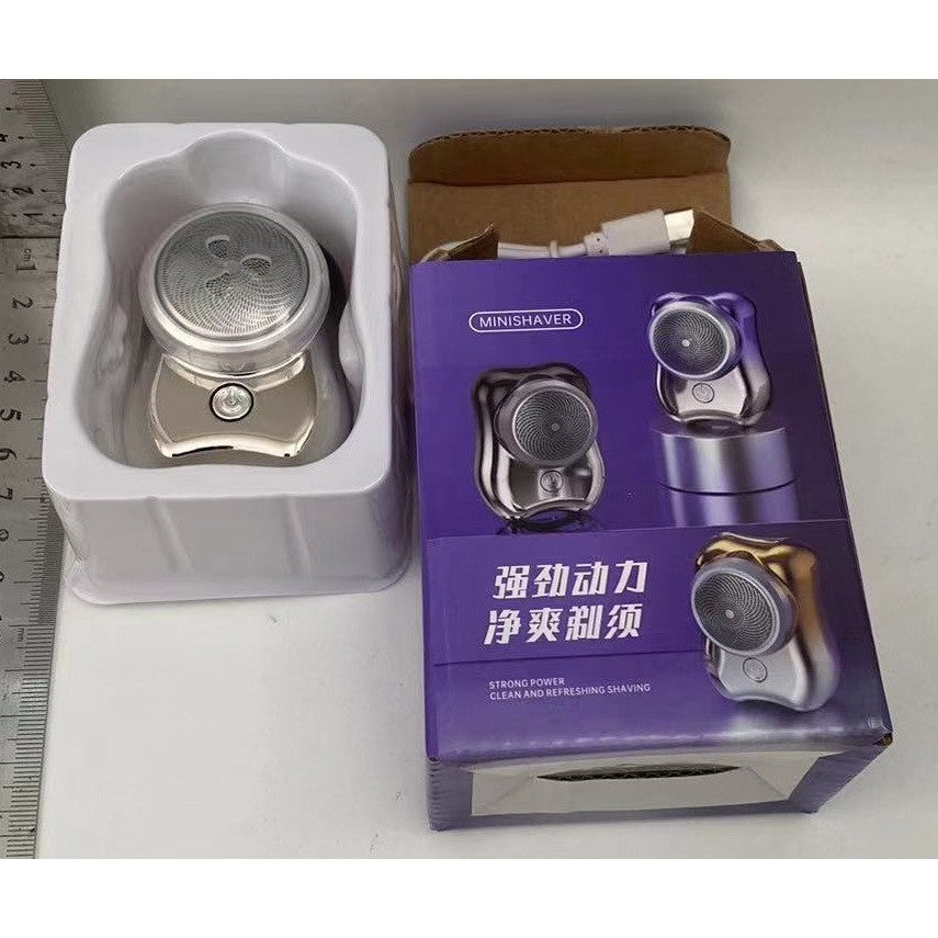 Aparat de Ras Electric Portabil, Mini Shaver cu Incarcare USB Type-C, Rezistent la Apa IPX7, Utilizare Umeda si Uscata, Autonomie 60 min, ABS si Aliaj de Aluminiu, Negru/Mov, 6.5 x 4.5 x 4 cm