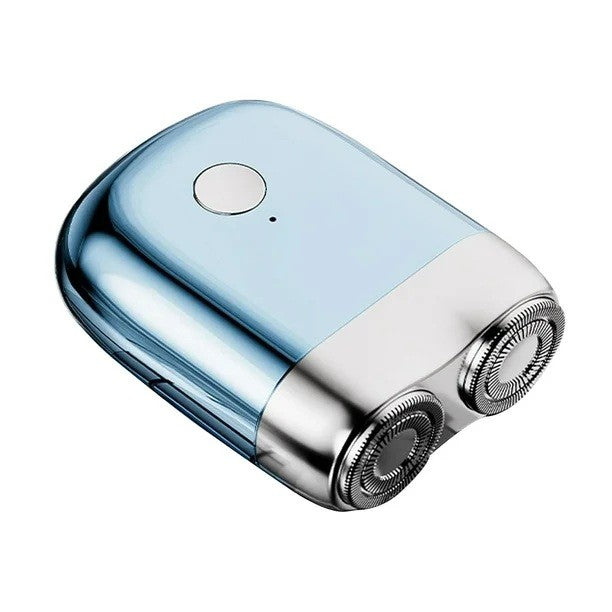 Aparat de Ras Electric Mini, Portabil cu 2 Lame din Otel, Rezistent la Apa IPX7, Incarcare USB Type-C, Autonomie 45 min, ABS cu Fibra de Carbon, Albastru