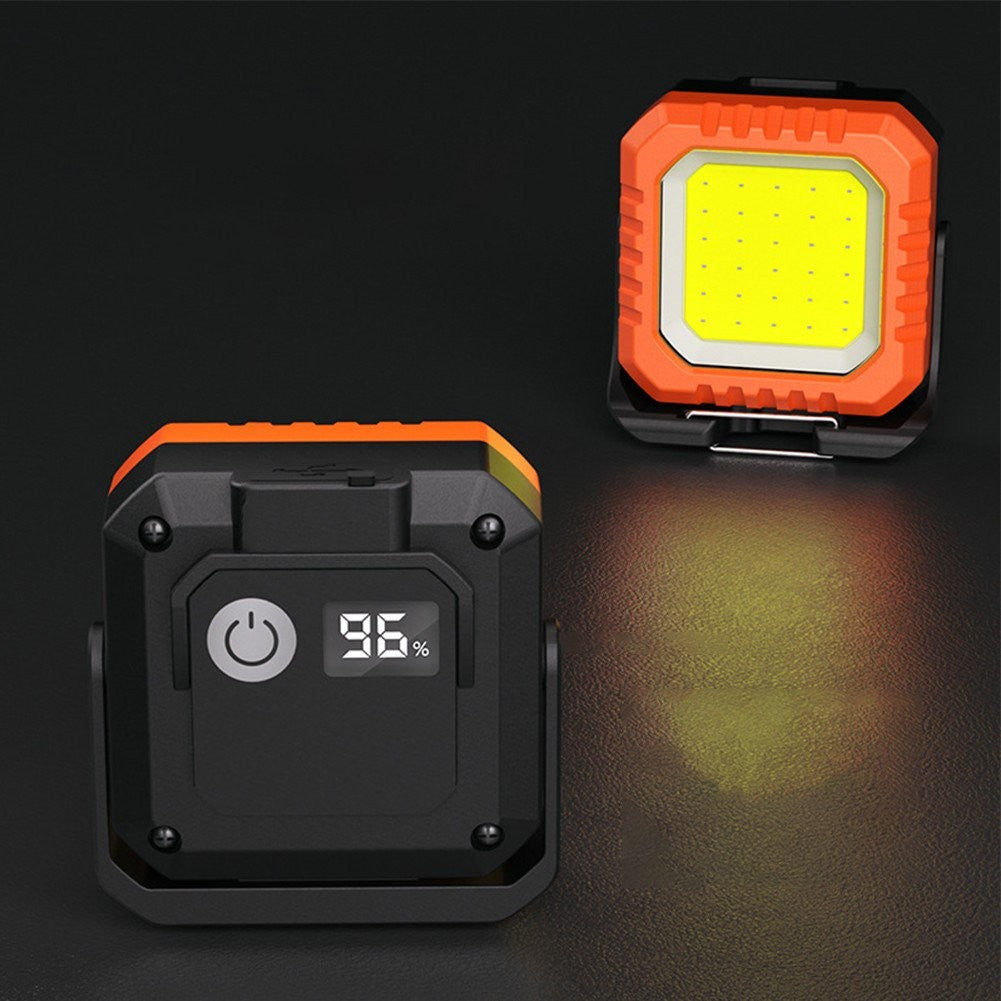 Lanternă Breloc LED COB, 500 Lumeni, 5 Moduri Lumină cu SOS Roșu, Reîncărcabilă USB-C, Rezistentă la Apă IPX5, Aluminiu și PC, Portocaliu