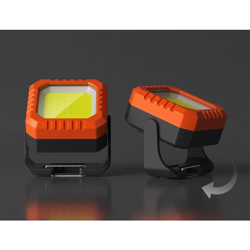 Lanternă Breloc LED COB, 500 Lumeni, 5 Moduri Lumină cu SOS Roșu, Reîncărcabilă USB-C, Rezistentă la Apă IPX5, Aluminiu și PC, Portocaliu