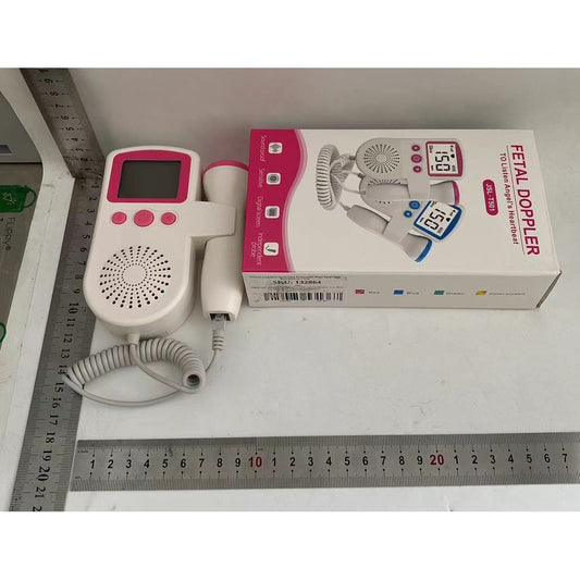 Monitor Fetal Doppler Portabil, Dispozitiv Ascultare Bătăi Inimă Bebeluș, Sondă Impermeabilă 3.0 MHz, Ecran LCD 4.5 cm, Ritm Cardiac 50-230 BPM, Material ABS, 12.8 x 9.6 x 3 cm, Alb/Roz