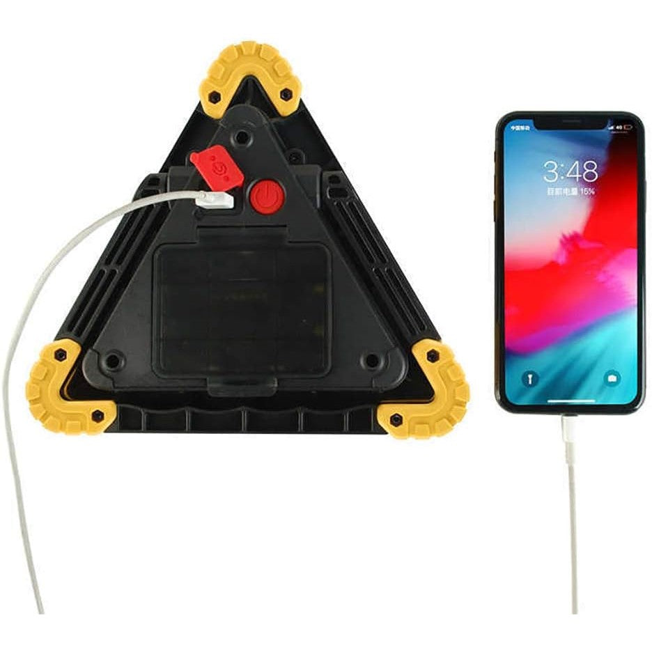 Triunghi Multifunctional de Avertizare, Lanterna LED COB 10W, Power Bank USB, Impermeabil IP65, 800 Lumeni, 4 Moduri Iluminare, Portocaliu Negru