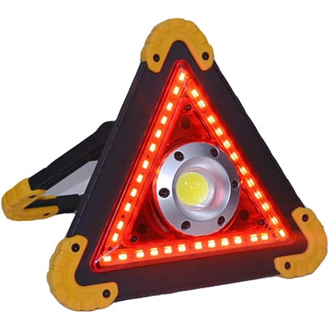 Triunghi Multifunctional de Avertizare, Lanterna LED COB 10W, Power Bank USB, Impermeabil IP65, 800 Lumeni, 4 Moduri Iluminare, Portocaliu Negru