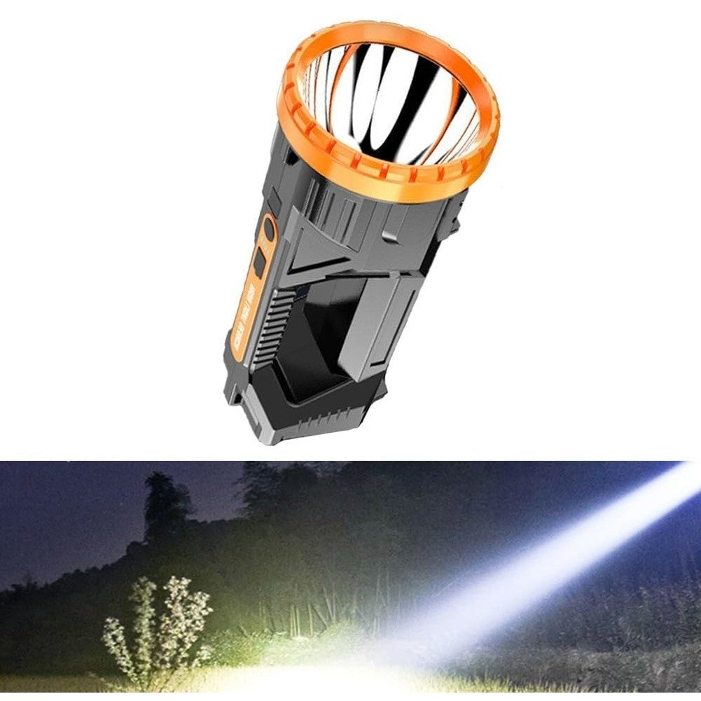 Lanternă LED Reîncărcabilă USB, 2 Surse de Lumină Frontală și Laterală COB, Autonomie 8-24h, 5W, Rezistentă la Șocuri, Material ABS, 23 x 10 x 10 cm, Galben