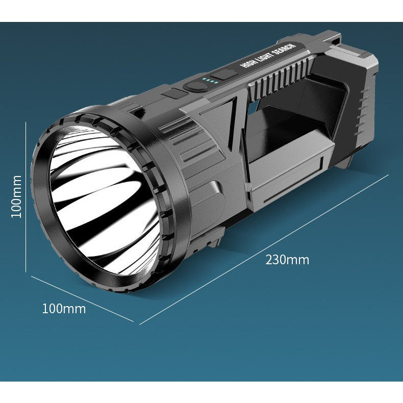 Lanternă LED Reîncărcabilă USB cu 2 Surse de Lumină și Tehnologie COB, Putere 5W, Autonomie 8-24h, Rază 200m, Rezistentă la Apă, Carcasă ABS, Indicator Baterie, 23 x 10 x 10 cm, Negru