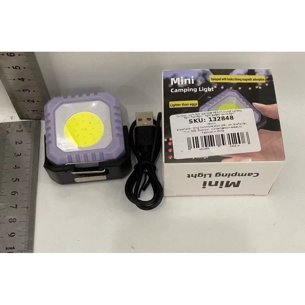 Lanterna Tip Breloc COB LED, 500 Lumeni, 5 Moduri de Iluminat, Incarcare USB-C, Impermeabila IPX5, Aluminiu si PC, Mov