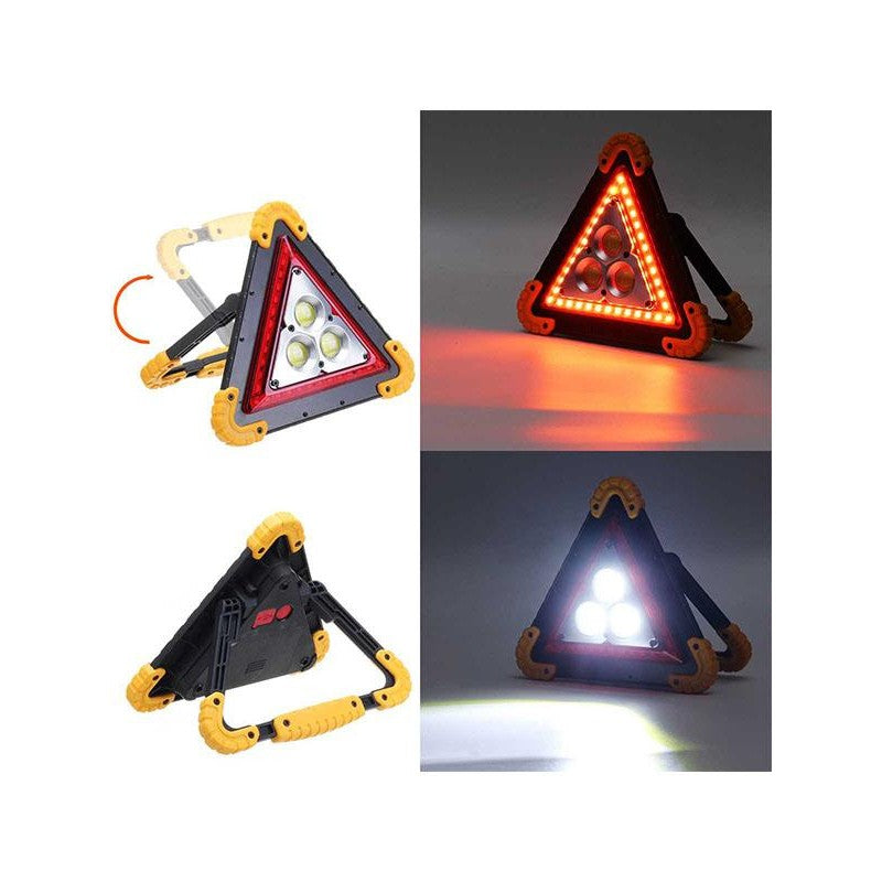 Triunghi Multifunctional de Avertizare, Lanterna LED COB, Impermeabil IP65, 800 lm, Portocaliu, USB si Micro USB, 2 x AA