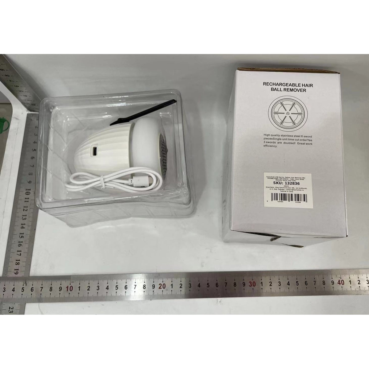 Aparat de Scame 2 in 1 pentru Curatare Haine cu Lampa de Veghe, 3 Trepte de Putere, 6 Lame Otel Inoxidabil, Incarcare USB Tip C, 4 W, 9 x 10 cm, Alb